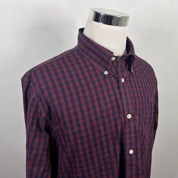 Brooks Brothers XL Regent Non Iron Shirt Red Blue Plaid Cotton Button Down - Picture 1 of 5